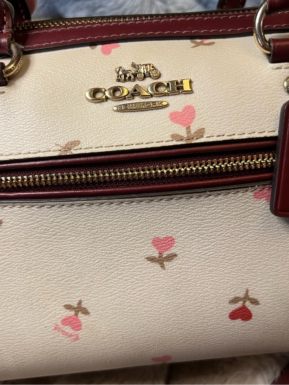 NWOT Coach Med Rowan Satchel Bag w/ Heart Floral Print (Retail $478) - Picture 2 of 6